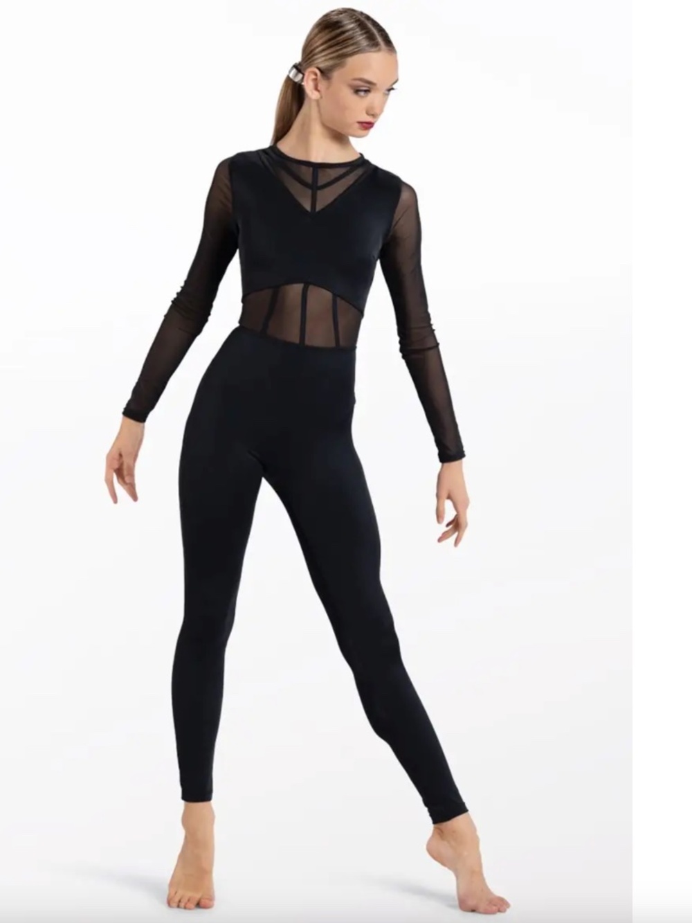 Weissman Ending Black Mesh Cage Performance Unitard Size Child Medium MC